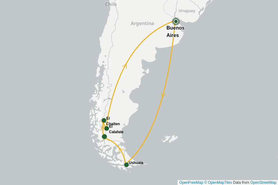 Itinerary Map image for Randonnée en Patagonie