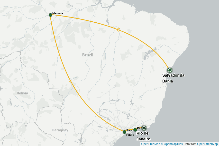 Itinerary Map image for Brésil Authentique