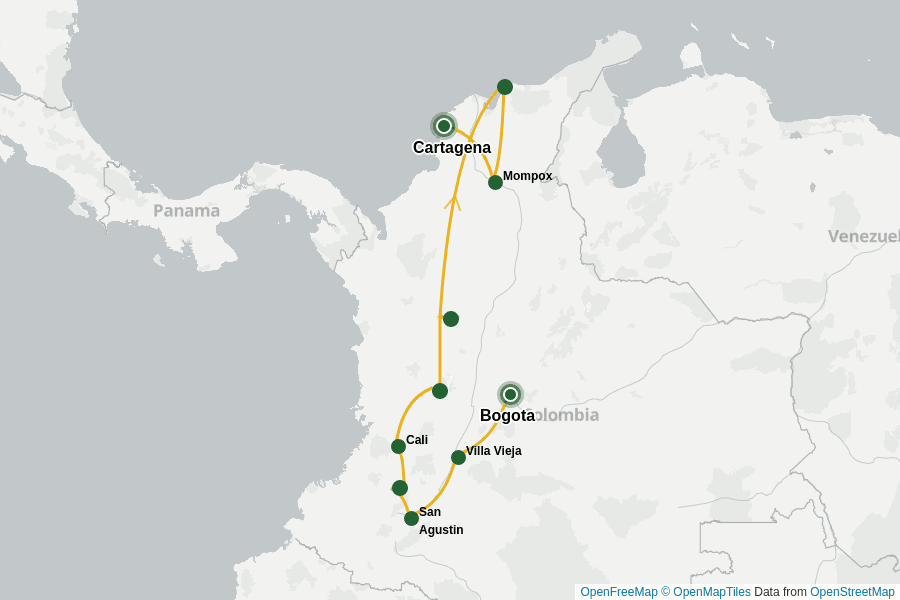 Itinerary Map image for Panorama Colombien